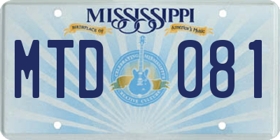 MS license plate MTD081