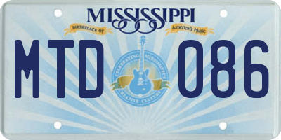 MS license plate MTD086