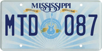 MS license plate MTD087