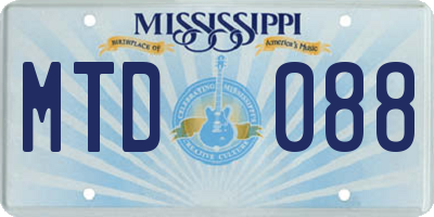 MS license plate MTD088