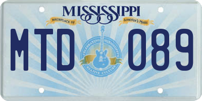 MS license plate MTD089