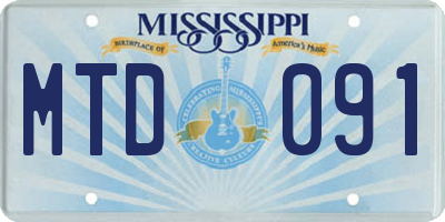 MS license plate MTD091