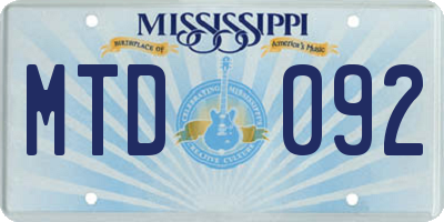 MS license plate MTD092