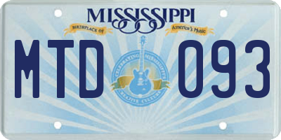MS license plate MTD093