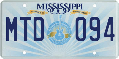 MS license plate MTD094