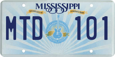 MS license plate MTD101