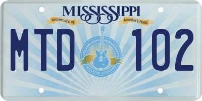 MS license plate MTD102
