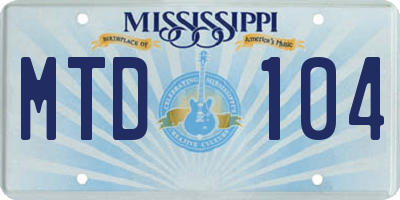MS license plate MTD104