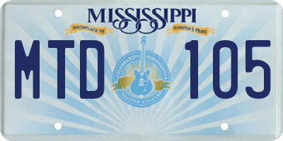 MS license plate MTD105