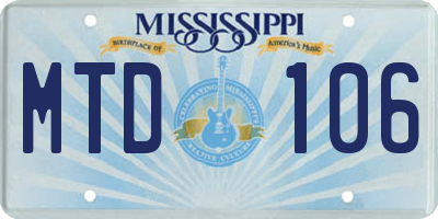 MS license plate MTD106