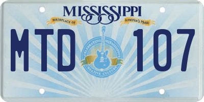 MS license plate MTD107