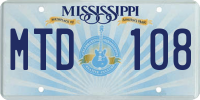 MS license plate MTD108