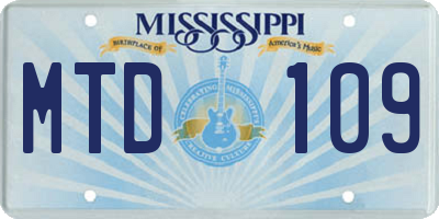 MS license plate MTD109