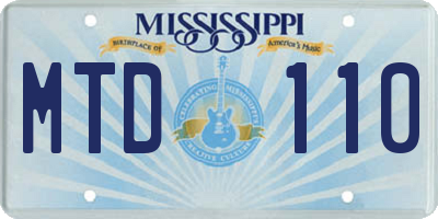 MS license plate MTD110