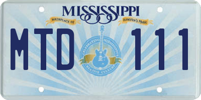 MS license plate MTD111