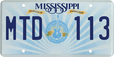 MS license plate MTD113