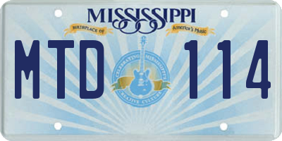 MS license plate MTD114