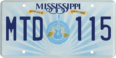 MS license plate MTD115