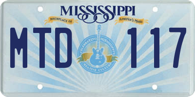 MS license plate MTD117