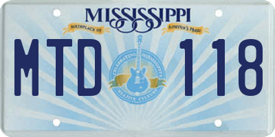 MS license plate MTD118