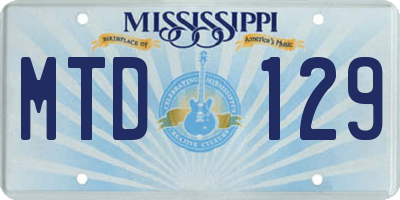 MS license plate MTD129