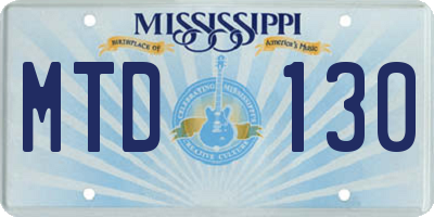 MS license plate MTD130