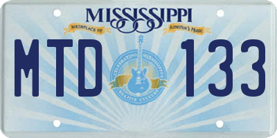 MS license plate MTD133