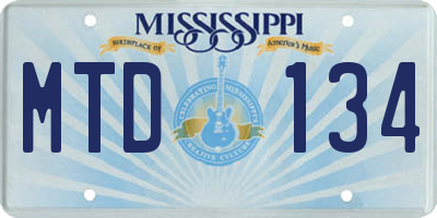 MS license plate MTD134