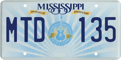 MS license plate MTD135