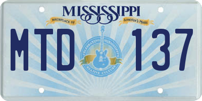 MS license plate MTD137
