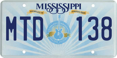 MS license plate MTD138