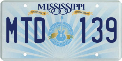 MS license plate MTD139
