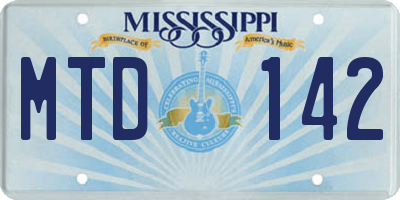 MS license plate MTD142