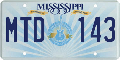 MS license plate MTD143