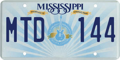 MS license plate MTD144