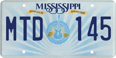 MS license plate MTD145