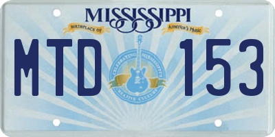MS license plate MTD153
