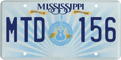 MS license plate MTD156