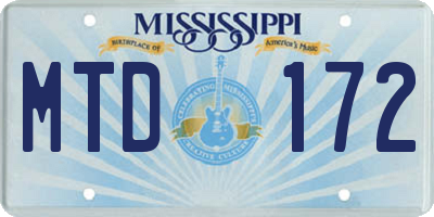 MS license plate MTD172