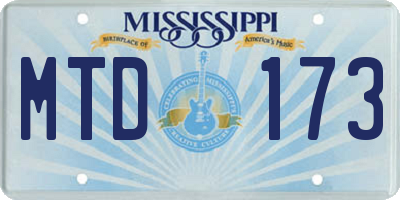 MS license plate MTD173