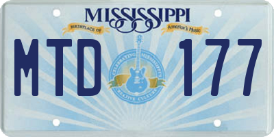 MS license plate MTD177