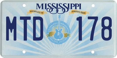 MS license plate MTD178