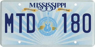 MS license plate MTD180