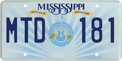 MS license plate MTD181