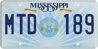 MS license plate MTD189