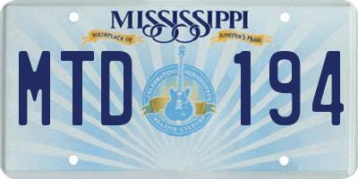 MS license plate MTD194