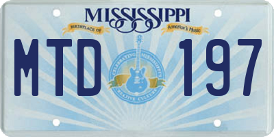 MS license plate MTD197