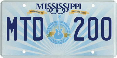 MS license plate MTD200