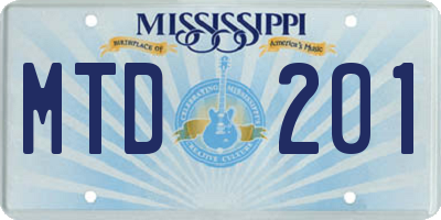 MS license plate MTD201
