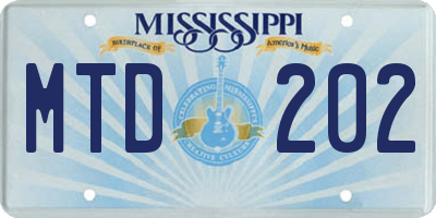 MS license plate MTD202